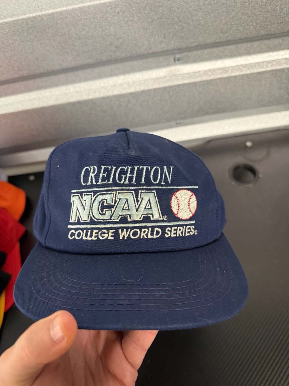 Vintage K-Products Creighton NCAA College World Series Snapback Hat Navy Blue